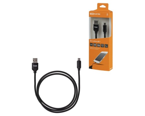 TDM SQ1810-0307 Дата-кабель, ДК 7, USB - micro USB, 1 м, тканевая оплетка, черный,