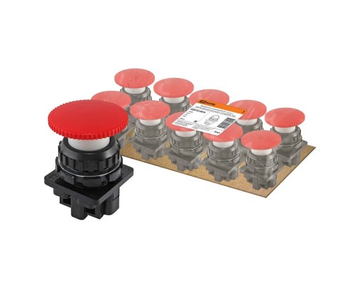 TDM SQ0753-0016 Выключатель кнопочный КЕ 021-У2-исп.1 гриб без фиксации красный 2з 10A 660B IP40