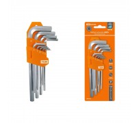 TDM SQ1020-0103 Набор ключей HEX 9 шт.: 1.5-10 мм, длинные, (держатель в блистере), CR-V сталь Алмаз