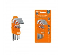 TDM SQ1020-0101 Набор ключей HEX 9 шт.: 1.5-10 мм, короткие, (держатель в блистере), CR-V сталь Алмаз