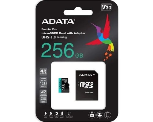 Micro SecureDigital 256GB A-Data AUSDX256GUI3V30SA2-RA1 Premier Pro + adapter Class10
