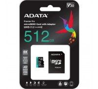 Micro SecureDigital 512GB A-Data AUSDX512GUI3V30SA2-RA1 Premier Pro + adapter Class10