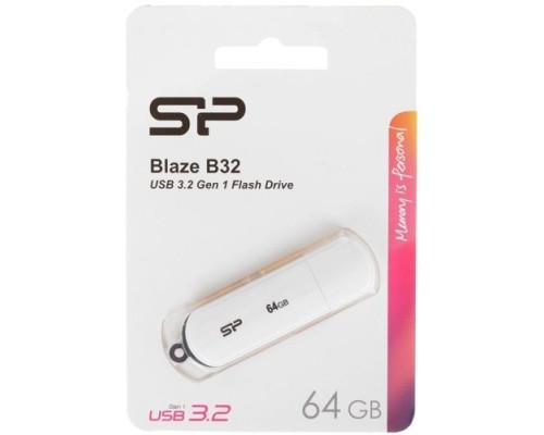 Silicon Power USB Drive 64GB Blaze B32, USB 3.2, Белый