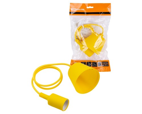 TDM SQ0335-0065 Патрон пластиковый Е27 с подвесом 1 м, желтый