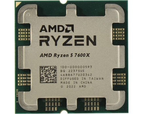 CPU AMD Ryzen 5 7600X BOX (100-100000593WOF) 4.7/5.0GHz Boost,38MB,105W,AM5, with Radeon Graphics, без кулера
