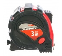 MATRIX Рулетка Status magnet 3 fixations, 3 м х 16 мм, обрезиненный корпус, зацеп с магнитом 31004