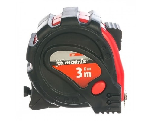 MATRIX Рулетка Status magnet 3 fixations, 3 м х 16 мм, обрезиненный корпус, зацеп с магнитом 31004