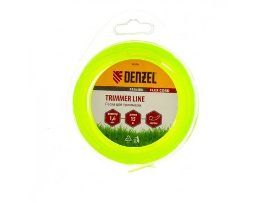 Denzel Леска для триммера круглая 1,6 мм х 15 м, блистер FLEX CORD 96106