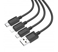 HOCO HC-67363 X74/ USB кабель 3-in-1: Lightning+Micro+Type-C/ 1m/ 2A/ Black