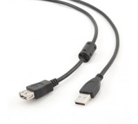 Filum Кабель удлинитель USB 2.0 Pro, 1 м., черный, разъемы: USB A male-USB A female, пакет. FL-CPro-U2-AM-AF-F1-1M (894172)