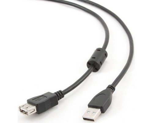 Filum Кабель удлинитель USB 2.0 Pro, 1.8 м., ферритовое кольцо, черный, разъемы: USB A male-USB A female, пакет. FL-CPro-U2-AM-AF-F1-1.8M (894173)