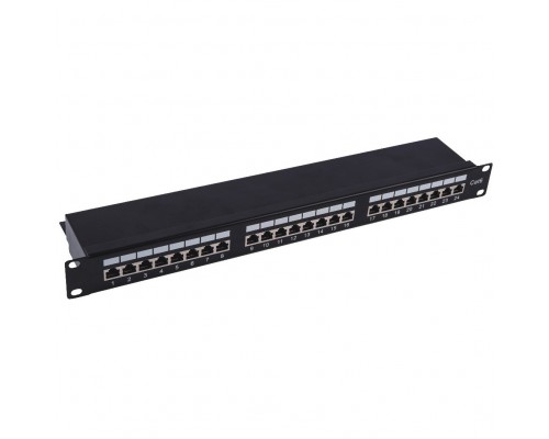 Патч-панель 19 NEOMAX NM-PP-1U24P-SC6-D-104-BK 1U, 24 порта, кат.6, STP, Dual IDC, цвет черный