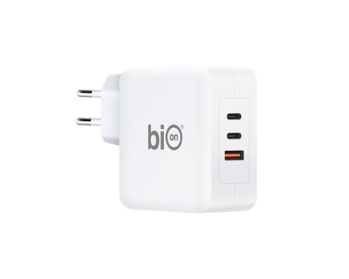 Bion Сетевое Зарядное Устройство, GaN, USB-A + 2*USB-C, PowerDelivery, 100 Вт, белый BXP-GAN-PD-A2C-100W