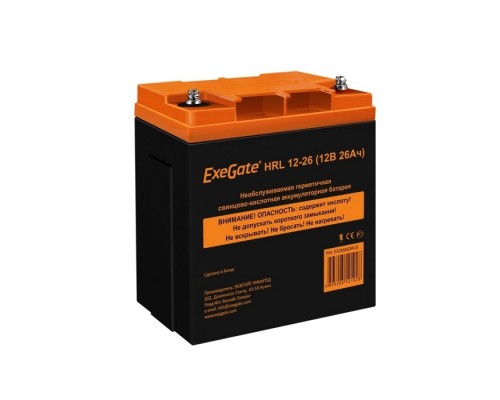 Exegate EX285663RUS Аккумуляторная батарея ExeGate HRL 12-26 (12V 26Ah, клеммы F3 (болт М5 с гайкой))