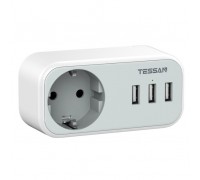 TESSAN TS-329 Grey Сетевой фильтр с 1 розеткой 220В и 3 USB портами 80001845