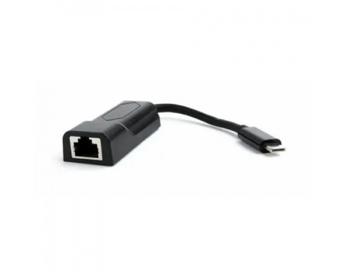 Bion Переходник с кабелем USB C - RJ45, 1000мб/с, алюминиевый корпус, длинна кабеля 15 см, черный BXP-A-USBC-LAN-ALB