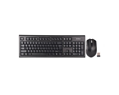 Комплект (клавиатура+мышь) A4TECH 3000NS, USB, беспроводной, черный