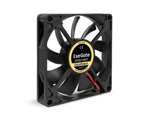 Exegate EX295237RUS Вентилятор 12В DC ExeGate ExtraPower EP08015B2P (80x80x15 мм, 2-Ball (двойной шарикоподшипник), 2pin, 2600RPM, 26dBA)