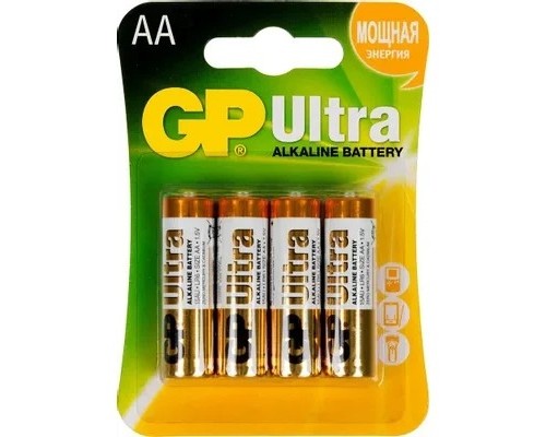 Алкалиновые батарейки GP Ultra Alkaline 15А AA - 4 шт. на блистере