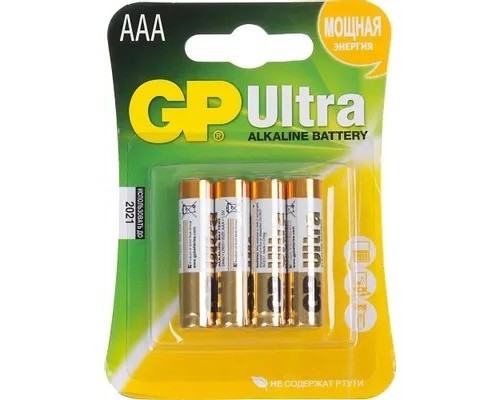 Алкалиновые батарейки GP Ultra Alkaline 24А AАA - 4 шт. на блистере
