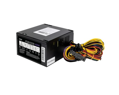 Блок питания/ PSU HIPER HPT-400 (ATX 2.31, peak 400W, Passive PFC, 80mm fan, power cord, Black) OEM