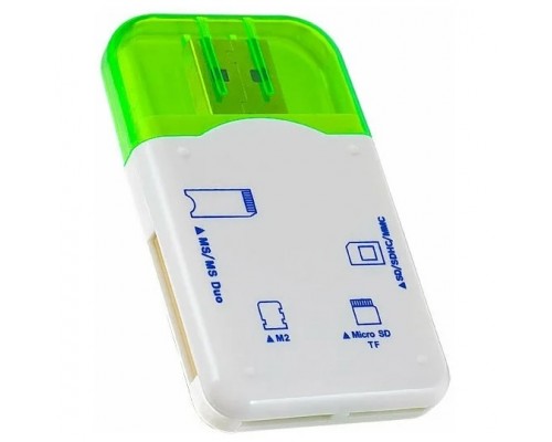 Perfeo Card Reader SD/MMC+Micro SD+MS+M2, (PF-VI-R010 Green) зеленый (PF_4258)