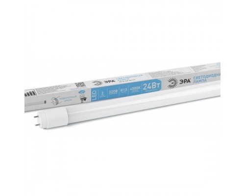 ЭРА Б0033006 Лампа светодиодная STD LED T8-24W-840-G13-1500mm G13 поворотный 24Вт трубка стекло нейтральный белый свет