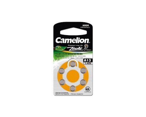 Camelion ZA13 BL-6 Mercury Free (A13-BP6(0%Hg), батарейка для слуховых аппаратов, 1.4 V,280mAh) (6 шт. в уп-ке) 1/6