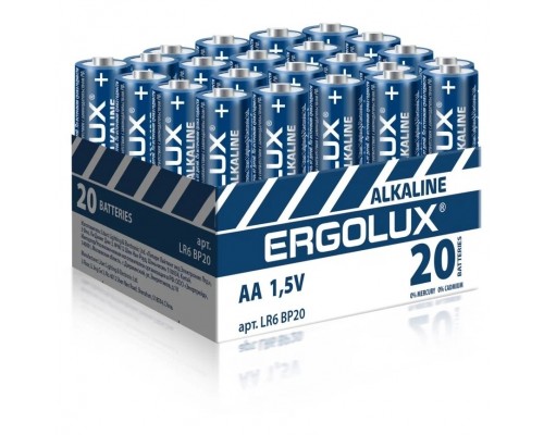 Ergolux.. LR6 Alkaline BP20 ( LR6 BP20, батарейка,1.5В) (20 шт. в уп-ке) 1/20