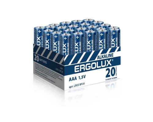 Ergolux.. LR03 Alkaline BP20 ( LR03 BP20, батарейка,1.5В)(20 шт. в уп-ке) 1/20